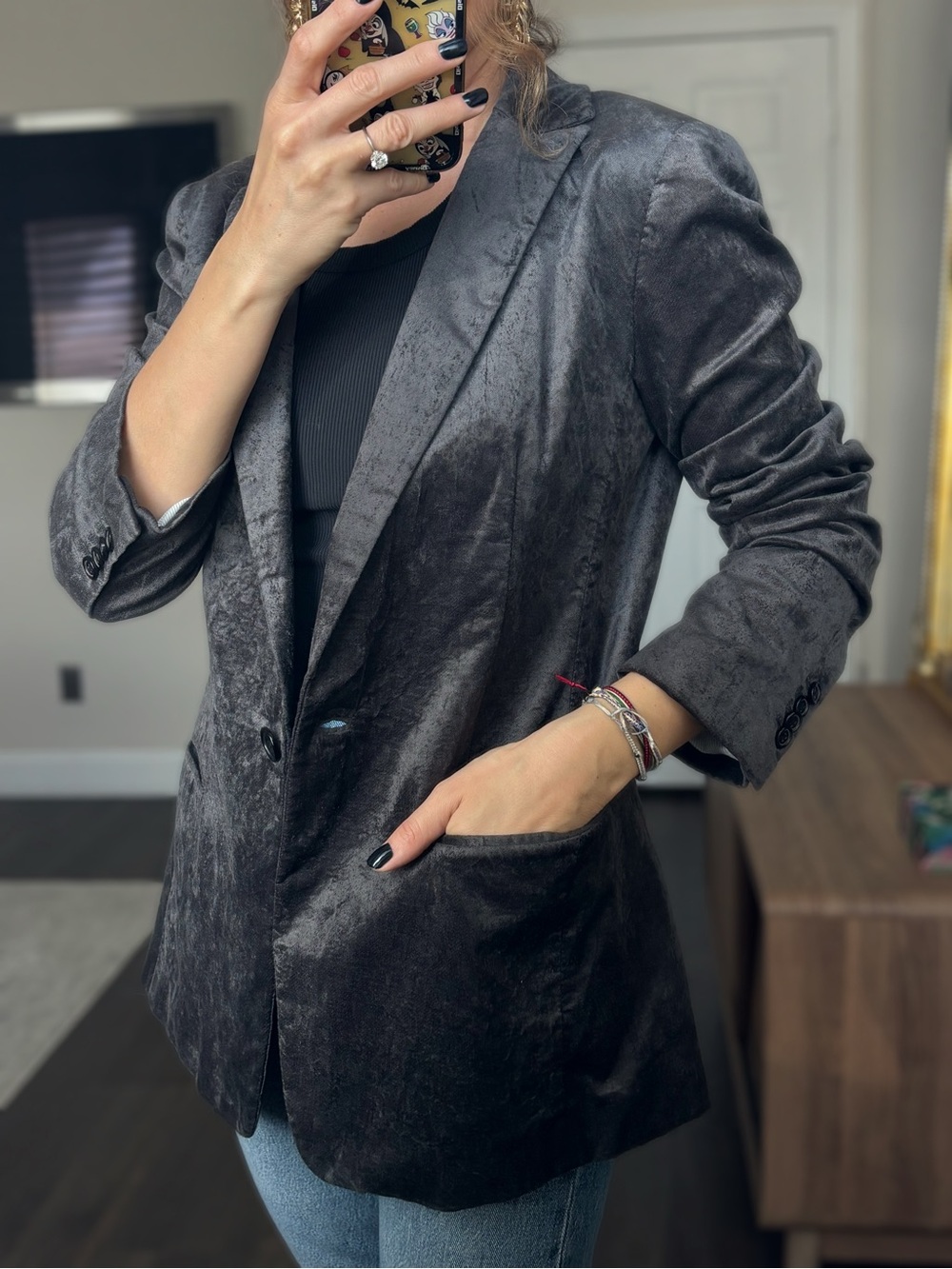 Club Monaco Gray Velvet-Look Blazer gray sz US 8 - Picture 2 of 13
